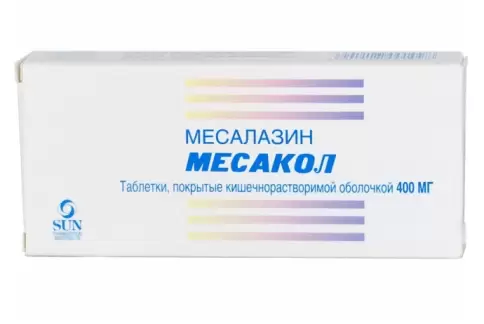 Месакол Таблетки п/о 400мг №50 произодства Сан Фармасьютикал Индастри