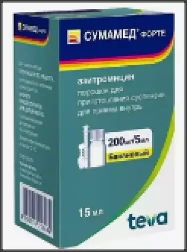 Сумамед форте Порошок д/суспензии 200мг/5мл 15мл (16.74г) произодства Плива