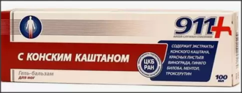911 гель-бальзам для ног с конским каштаном Туба 100мл
