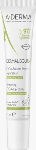A-Derma Dermalibour+ Адерма Дермалибур+ Бальзам для губ восстанавливающий Туба 15мл произодства Пьер Фабр Дерматология