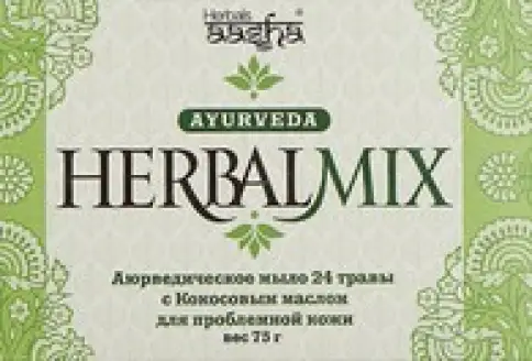 Aasha herbals мыло аюрведическое Мыло кусковое (24 травы с кокосовым маслом herbalmix) 75г произодства Cosme dream international pvt.ltd