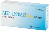 Абилифай Таблетки 15мг №28 от Бристол-Майерс Сквибб