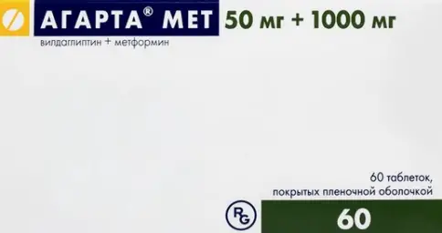 Агарта Мет Таблетки п/о 50мг+1г №60 произодства Гедеон Рихтер