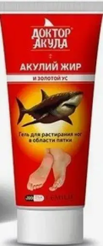 Акулий жир и золотой ус Шпорамаз Доктор Акула гель для ног Туба 75мл произодства Шустер Фармасьютикал