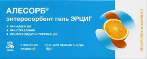 Алесорб Энтеросорбент с янтарн.к-той Апельсин Гель д/приёма внутрь 180г