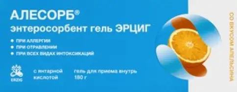 Алесорб Энтеросорбент с янтарн.к-той Эрциг Гель д/приёма внутрь (апельсин) 180г в Люберцах