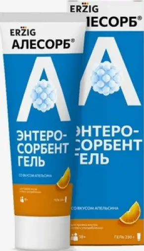 Алесорб Энтеросорбент с янтарн.к-той Эрциг Гель д/приёма внутрь (апельсин) 230г