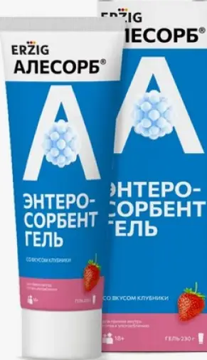 Алесорб Энтеросорбент с янтарн.к-той Эрциг Гель д/приёма внутрь (клубника) 230г