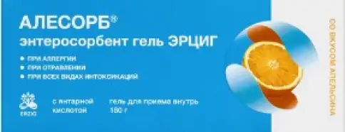 Алесорб Энтеросорбент с янтарной к-той Гель д/приёма внутрь 180г произодства Эрциг