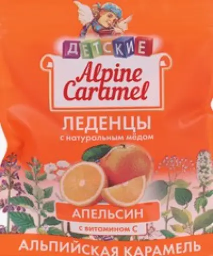 Альпийская карамель для детей с натуральным медом и витамином С Леденцы (апельсин) 75г произодства Не определен