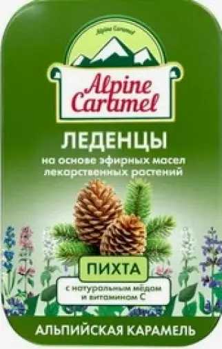 Альпийская карамель для детей с натуральным медом и витамином С Леденцы (пихта) 53г произодства Россия