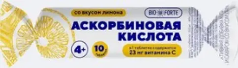 Аскорбиновая кислота Солнышко с сахаром и глюкозой BioForte Таблетки (лимон) 3г №10 в Балашихе