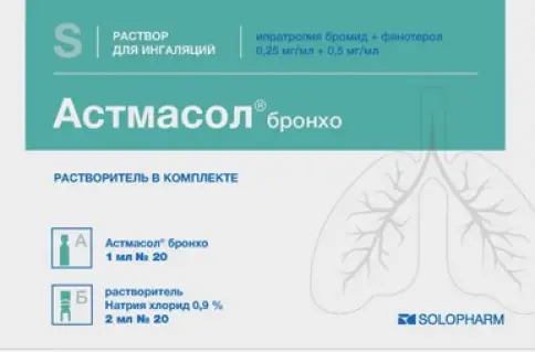 Астмасол Бронхо Р-р д/ингаляций 250мкг+500мкг/мл 20мл произодства Гротекс ООО