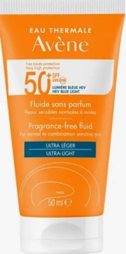 Avene Авен солнцезащитный флюид без отдушек SPF50+ Туба 50мл произодства Пьер Фабр