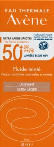 Avene Авен солнцезащитный флюид с тонирующим эффектом SPF50+ Туба 50мл произодства Пьер Фабр Дерматология