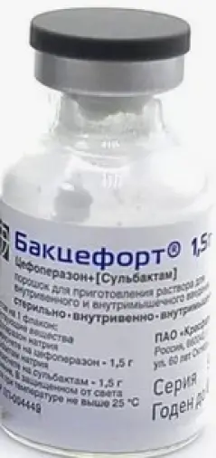 Бакцефорт Порошок для в/в и в/м введ. 1.5г+1.5г №1 произодства Красфарма ОАО