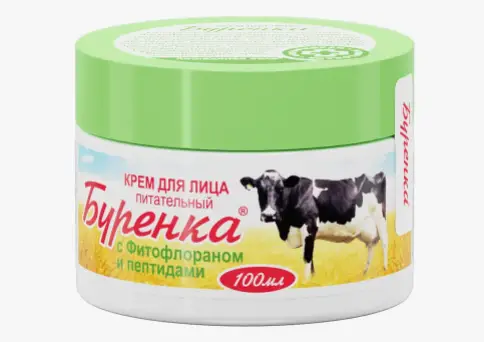Бурёнка крем для лица питательный с фитофлораном и пептидами Банка 100мл произодства Дина Инт.