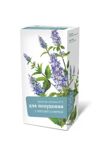 Чай Алтай №3 для похудения с кассией и мятой Фильтр-пакеты 2г №20 произодства Алтайский Кедр ЗАО