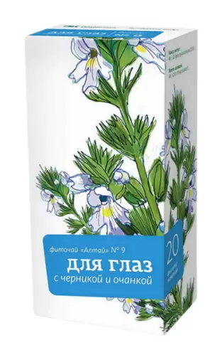 Чай Алтай №9 д/глаз с черникой и очанкой Фильтр-пакеты 2г №20 произодства Алтайский Кедр ЗАО