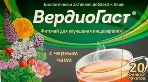 Чай ВердиоГаст д/пищеварения с чёрным чаем Фильтр-пакеты 1.5г №20 произодства Красногорсклексредства ОАО