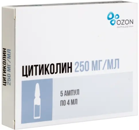 Цитиколин Р-р д/инъекций 250мг/мл 4мл №5 произодства Озон ФК ООО