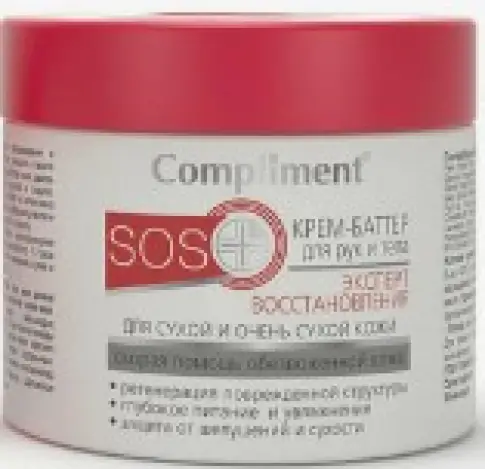 Compliment SOS+ Крем-баттер для сухой кожи рук и тела Эксперт восстановления 3в1 Банка 300мл произодства Не определен