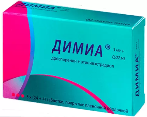 Димиа Таблетки 3мг+0.02мг №84 произодства Гедеон Рихтер