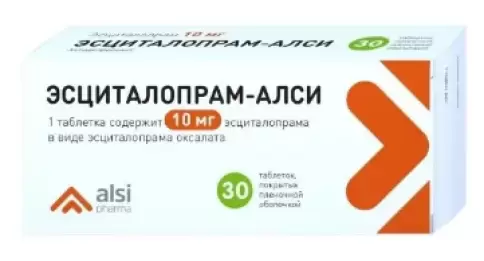 Эсциталопрам Таблетки 10мг №30 произодства Алси Фарма ЗАО