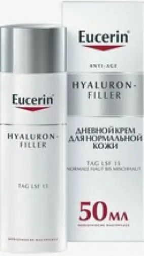 Eucerin Hyaluron-filler Эуцерин Гиалурон Крем дневной для нормальной и комбинированной кожи лица Флакон с дозатором (SPF 15+) 50мл