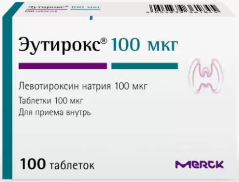 Эутирокс Таблетки 100мкг №100 произодства Мерц Фарма ГмбХ и Ко. КГаА