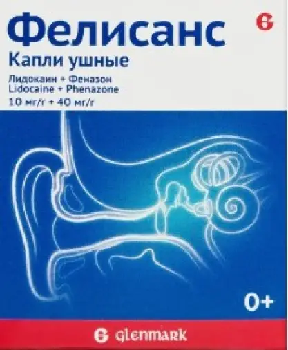 Фелисанс Капли в уши 10мг+40мг/г 16г произодства Гленмарк Фармасьютикалз