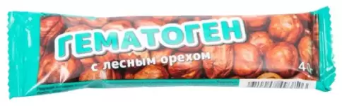 Гематоген с лесным орехом Плитка 40г произодства Фарм-Про ООО