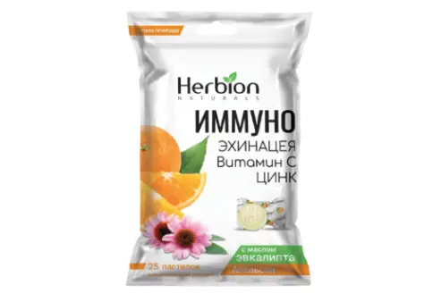 Гербион Иммуно эхинацея+С+цинк Леденцы (апельсин) №25