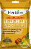 Гербион леденцы с маслом эвкалипта и вит.С без сахара Леденцы (мед-лимон) №25 (62.5г) от Хербион