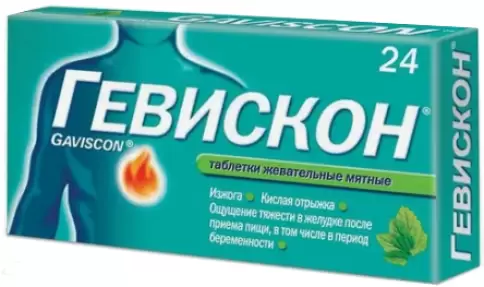 Гевискон Табл. жев. мятн. 250 мг №24