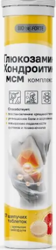 Глюкозамин Хондроитин МСМ BioForte Таблетки шипучие №17 произодства Малкут НП ЗАО