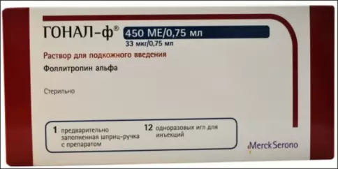 Гонал-Ф Р-р д/п/к введ., шпр-ручка 33мкг 450 МЕ/0.75мл №1