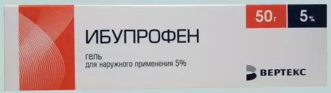 Ибупрофен Гель 5% 50г произодства Вертекс ЗАО