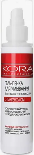KORA Гель-пенка для умывания с пантенолом для всех типов кожи Флакон с дозатором 150мл произодства Компания Кора ЗАО