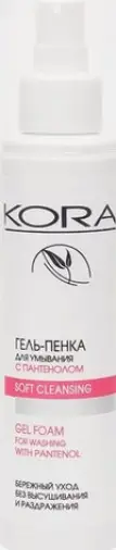 KORA Гель-пенка для умывания с пантенолом для всех типов кожи Флакон с дозатором 150мл произодства Не определен