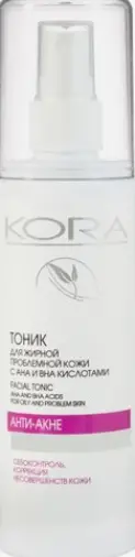 KORA Тоник для жирной и проблемной кожи с АНА и ВНА кислотами Флакон с дозатором 150мл