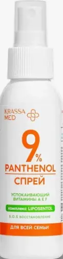 Krassa MED panthenol Красса мед Пантенол спрей после загара для всей семьи глубокое увлажнение, с гиалуроновой кислотой Флакон с дозатором 9% 100мл