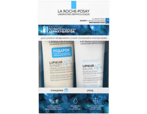 La Roche-Posay Lipikar (Ля Рош-Позе Липикар) Набор для сухой и атопичной кожи Lipikar AP+M бальзам 75мл + Lipikar syndet AP+ Гель 100мл Упаковка №1 произодства Ля Рош Позе