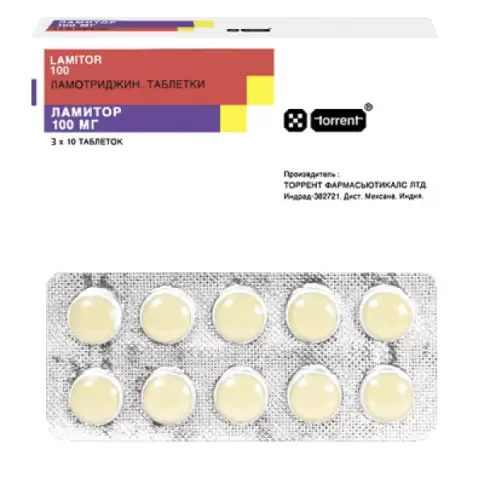 Ламитор Таблетки 100мг №30 произодства Торрент Фармасьютикал Лтд.