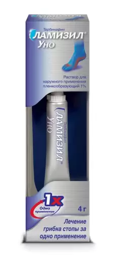 Ламизил Уно Раствор 1% 4г произодства Новартис Консьюмер Хелс