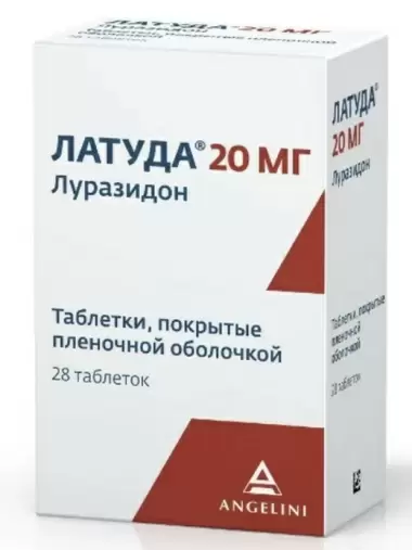 Латуда Таблетки п/о 20мг №28 произодства Бушу Фармасьютикалз Лтд