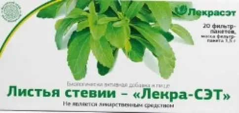 Лист стевии Фильтр-пакеты 1.5г №20 произодства Лекра-СЭТ