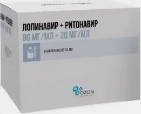 Лопинавир+Ритонавир Р-р д/приёма внутрь 80мг+20мг/мл 60мл №5
