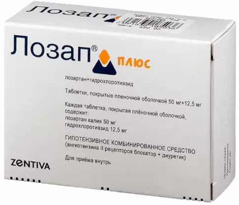 Лозап плюс Таблетки п/о 50мг+12.5мг №28