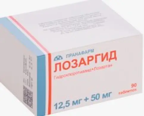 Лозаргид Таблетки п/о 12.5 мг+50 мг №90